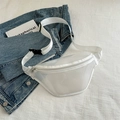 White semi-transparent waterproof PVC fanny pack with adjustable strap and buckle - White