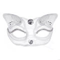 Elegante maschera da gatto in pizzo bianco con paillettes e strass per feste in maschera - Bianco