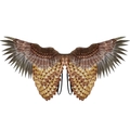 Kids owl costume wings with brown feather pattern and black elastic shoulder straps - Owl Wings (AF17010)