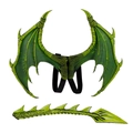 Drachen-Kostümset für Kinder mit Flügeln und Schwanz für Halloween und Karnevalsparty - Einheitsgröße / Grüne Flügel und Schwanz Set
