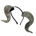 Halloween ram horn headband with realistic bone texture for cosplay party costume - One Size / Antique Silver Goat Horn (AAB22186)