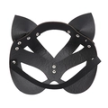 Sexy Katzenmaske aus schwarzem Kunstleder mit Nieten für Punk-Party und Cosplay - Einheitsgröße / Schwarz