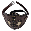 Maschera Steampunk a mezza faccia in pelle marrone con borchie e prese d'aria in ottone - Taglia unica / Stile Maschera Punk