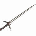 Dark Elf longsword prop made of PU with red gem decoration and medieval fantasy style - Vintage Sword (HNDT19001)
