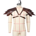 Brown medieval leather shoulder armor with layered plates and metal studs for cosplay - Brown (PVB17029V1)