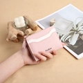 Portefeuille court en cuir PU rose pour femme, élégant porte-monnaie bicolore avec fermeture éclair - Rose
