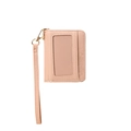 Porte-cartes en cuir synthétique rose avec fenêtre transparente et dragonne amovible - Rose
