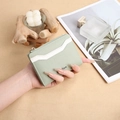 Portefeuille court à fermeture éclair en cuir PU vert pour femme, porte-cartes compact. - Vert