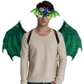 Set ali di pipistrello drago verde e maschera per costume da carnevale per bambini - Taglia unica / Set pipistrello verde per adulti