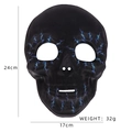 Halloween skull mask featuring blue flame pattern, measuring 24cm by 17cm and weighing 32g - Black Skull (Blue Flame Style)