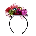 Festive Christmas headband with colorful electroplated balls and red polka dot mesh detail - Multicolor Bell Bow Style (UK15014R1)