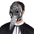 Maschera da medico della peste steampunk con finitura argento e decorazioni meccaniche - Taglia unica / Argento (WPD20BD739A)