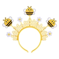 Diadema de colmena amarilla con abejas y flores de fieltro para fiestas de Pascua y cosplay - Estilo Panal de Abeja (EAY24059V1)