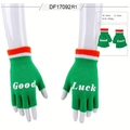 Guanti in maglia verdi per San Patrizio con scritta Good Luck e polsini a righe - Taglia unica / Guanti in maglia verdi di San Patrizio (DF17092R1)