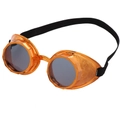 Detail of steampunk goggles with orange embossed frames and dark lenses for cosplay costumes - Gold