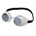 Steampunk goggles with silver engraved frames and dark round lenses for cosplay costumes - Silver