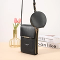 Bolso bandolera negro para móvil con textura litchi y monedero redondo incorporado - Negro