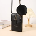 Sac bandoulière noir pour téléphone avec écran tactile et petit porte-monnaie rond - Noir