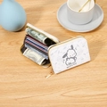 Porte-cartes mignon en cuir PU blanc cassé avec fentes accordéon haute capacité - Chiot Heureux