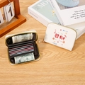 Porte-cartes en simili cuir blanc avec motifs traditionnels et fermeture éclair dorée - Fortune