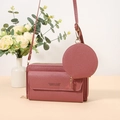 Crossbody phone bag set in dusty pink with round coin purse and gold hardware - Deep Pink