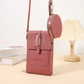Ensemble 2 pièces sac bandoulière rose Morandi avec porte-monnaie rond et tactile - Rose Foncé