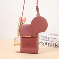 Bolso bandolera para móvil rojo frijol con monedero redondo y detalles dorados - Rosa Oscuro