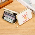 Porte-cartes accordéon crème avec motif orange chanceuse et fermeture éclair dorée - Bonne Chance