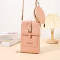 Sac à bandoulière rose vertical pour téléphone avec écran tactile et porte-monnaie - Rose Clair