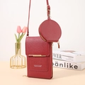 Dark red touchscreen crossbody phone bag with detachable round coin purse and gold zipper - Red