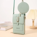 Borsa porta cellulare verde menta in pelle con portamonete rotondo e fibbia dorata - Verde chiaro