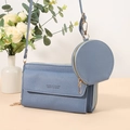 Blue dual-piece crossbody bag with rectangular phone case and round coin purse set - Blue