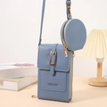 Borsa a tracolla per telefono blu nebbia con portamonete e fibbia dorata - Blu