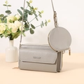 Light gray crossbody phone bag with a detachable round coin purse and metal texture - Gray
