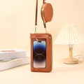 Braune Touchscreen Handytasche Set mit Sichtfenster und rundem Münzfach - Braun