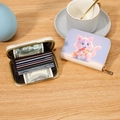 Porte-cartes chat mignon blanc avec grande capacité et portefeuille zippé accordéon - Chat Rose
