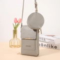 Grey pearlized touch-screen crossbody phone bag with matching round coin purse pouch - Gray