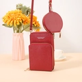 Bolso bandolera para móvil en cuero sintético rojo con un pequeño monedero redondo - Rojo