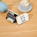 Porte-cartes blanc en accordéon avec motif de chien et fermeture éclair dorée - Tous Mes Biens