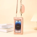 Borsa a tracolla rosa per cellulare touch con mini borsellino e dettagli dorati - Rosa Chiaro