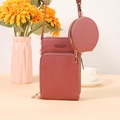 Borsa a tracolla rosa multifunzione con portamonete rotondo e cerniere in metallo dorato - Rosa Intenso