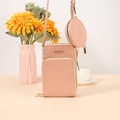 Borsa a tracolla rosa per cellulare con portamonete rotondo e cerniere in metallo oro - Rosa Chiaro