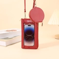 Borsa a tracolla rossa per cellulare con touchscreen e piccolo portamonete rotondo - Rosso