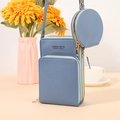 Borsa a tracolla azzurra per cellulare in due pezzi con portamonete rotondo e zip - Blu