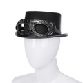 Steampunk black top hat with vintage aviator goggles featuring ornate floral carvings - Pilot Goggles Decoration Style / Black