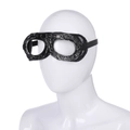 Occhiali da pilota Steampunk con montatura nera goffrata retrò per cosplay e costumi - Taglia unica / Stile in Pelle Goffrata Vintage Nero (PDB17065)