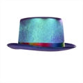 Holografischer Karnevalszylinder mit blau-violettem Farbverlauf und Regenbogenband - Fantasie Blau
