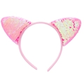 Pink sequin cat ear headband for kids Halloween party and festive costume accessory - Pink Sequin Headband