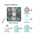 Set di 9 palline di Natale blu e argento da 8cm con varie texture e decorazioni - Blu Lago Cavo