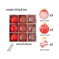 Detailed specs of 8cm red and clear Christmas ornament balls set with dimensions and weight - 9 Pieces Set / Red